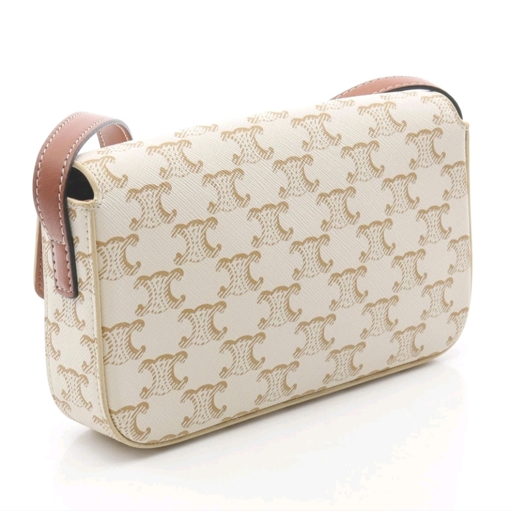 Brand New! Authenticated Celine Triomphe Claude Coated Canvas Shoulder Bag - Picture 10 of 16